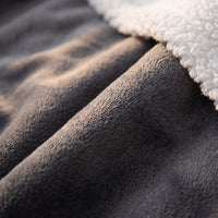Soft flannel exterior and sherpa fleece interior close-up