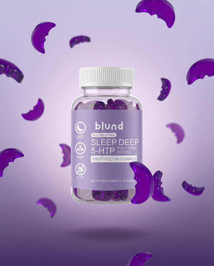 BLUND Sleep Gummies — floating bottle